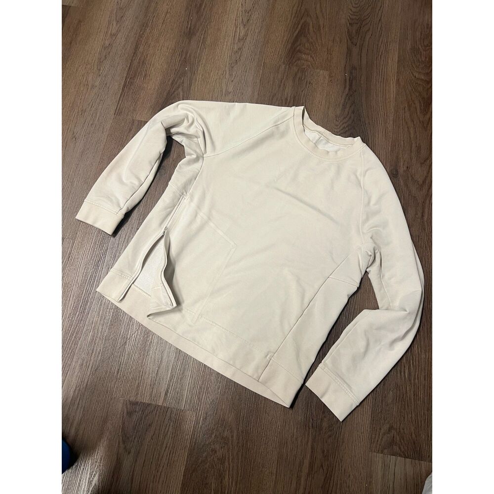 Lululemon Men's Size M Bone White Side-Zip Crewneck Sweatshirt Pullover
